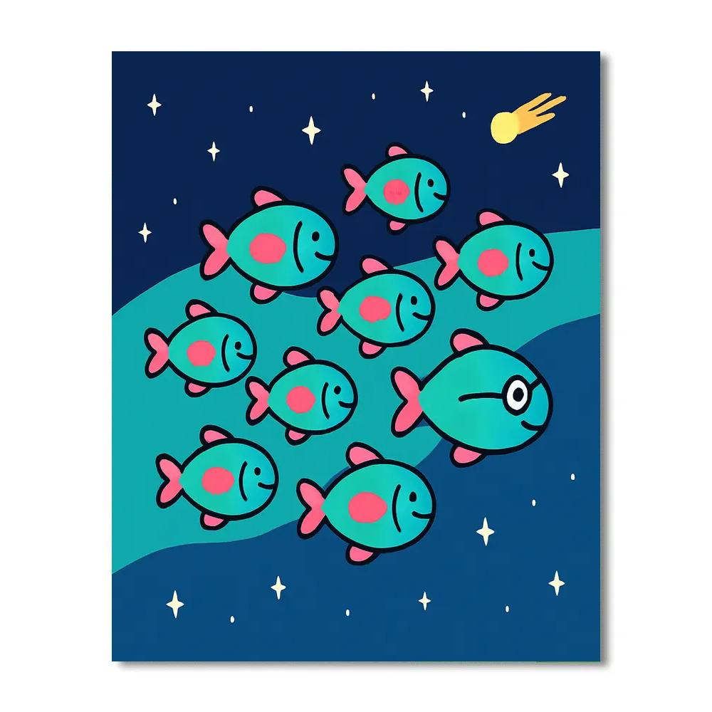 Cosmic School Of Fish DIY paint by numbers