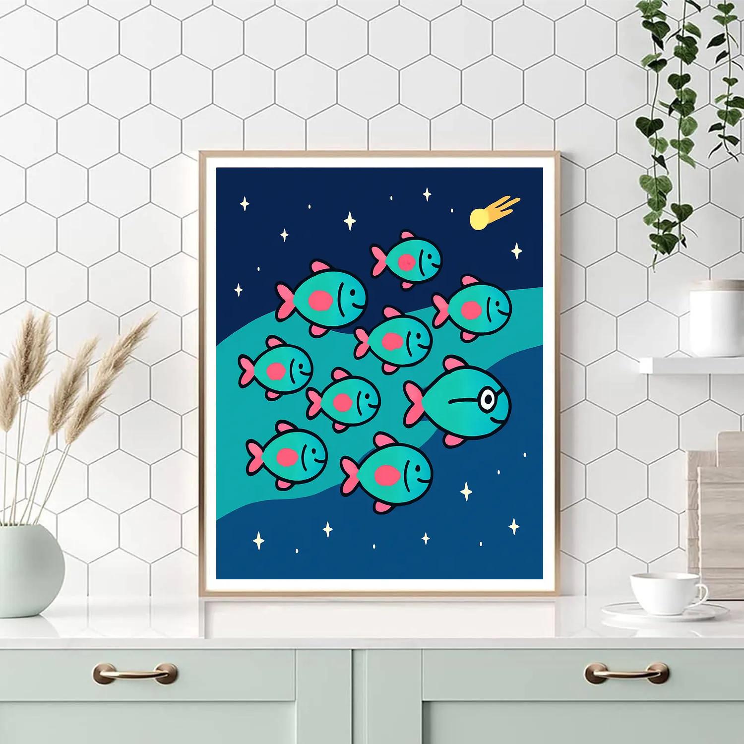 Cosmic School Of Fish DIY paint by numbers