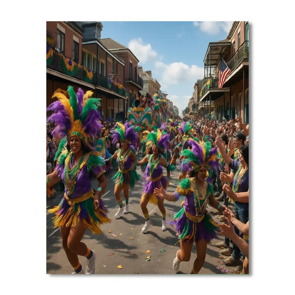 Colorful Mardi Gras Parade In New Orleans Numbered painting kits