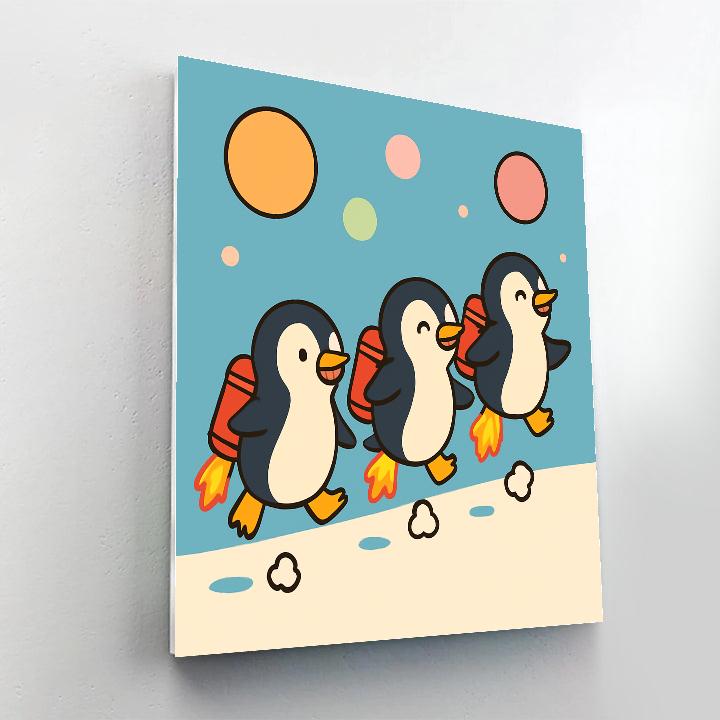 Rocket Penguin Parade Painting by numbers kit