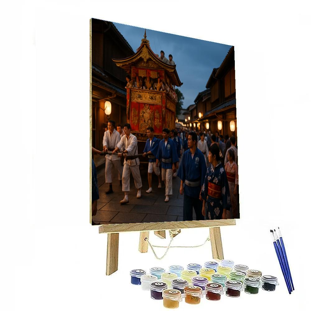 Traditional Japanese Gion Matsuri Festival paint by color