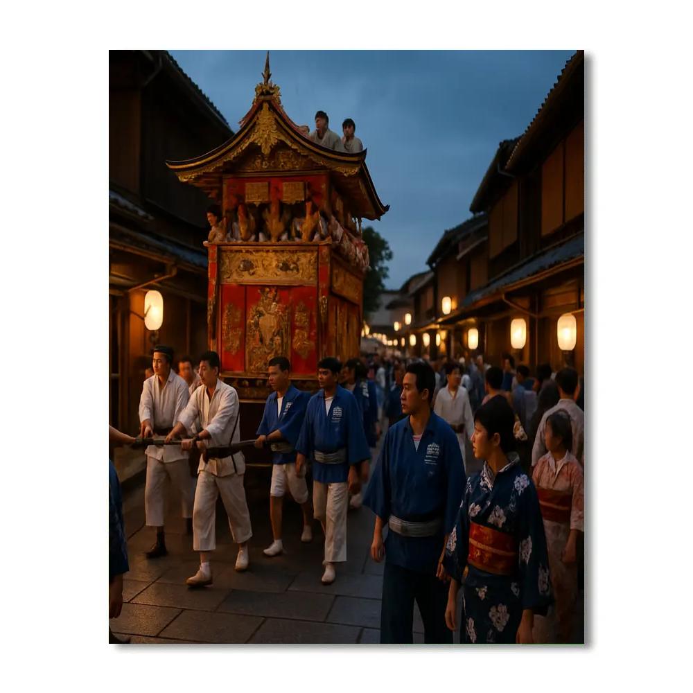 Traditional Japanese Gion Matsuri Festival paint by color