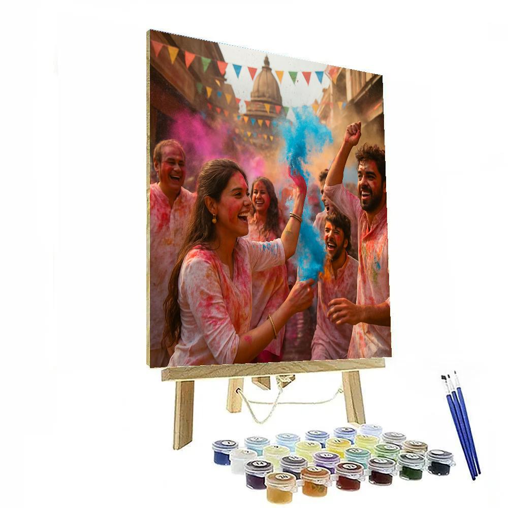 Colorful Holi Festival In Vrindavan India Painting by numbers kit