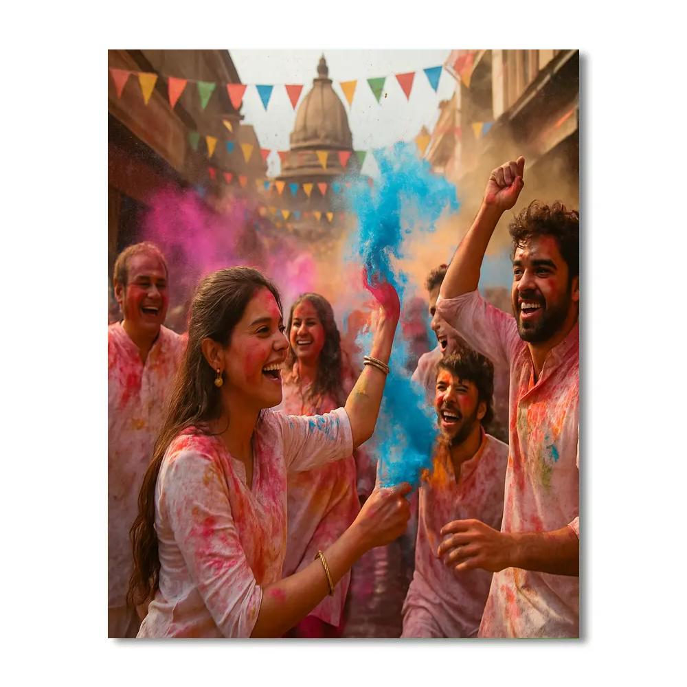 Colorful Holi Festival In Vrindavan India Painting by numbers kit