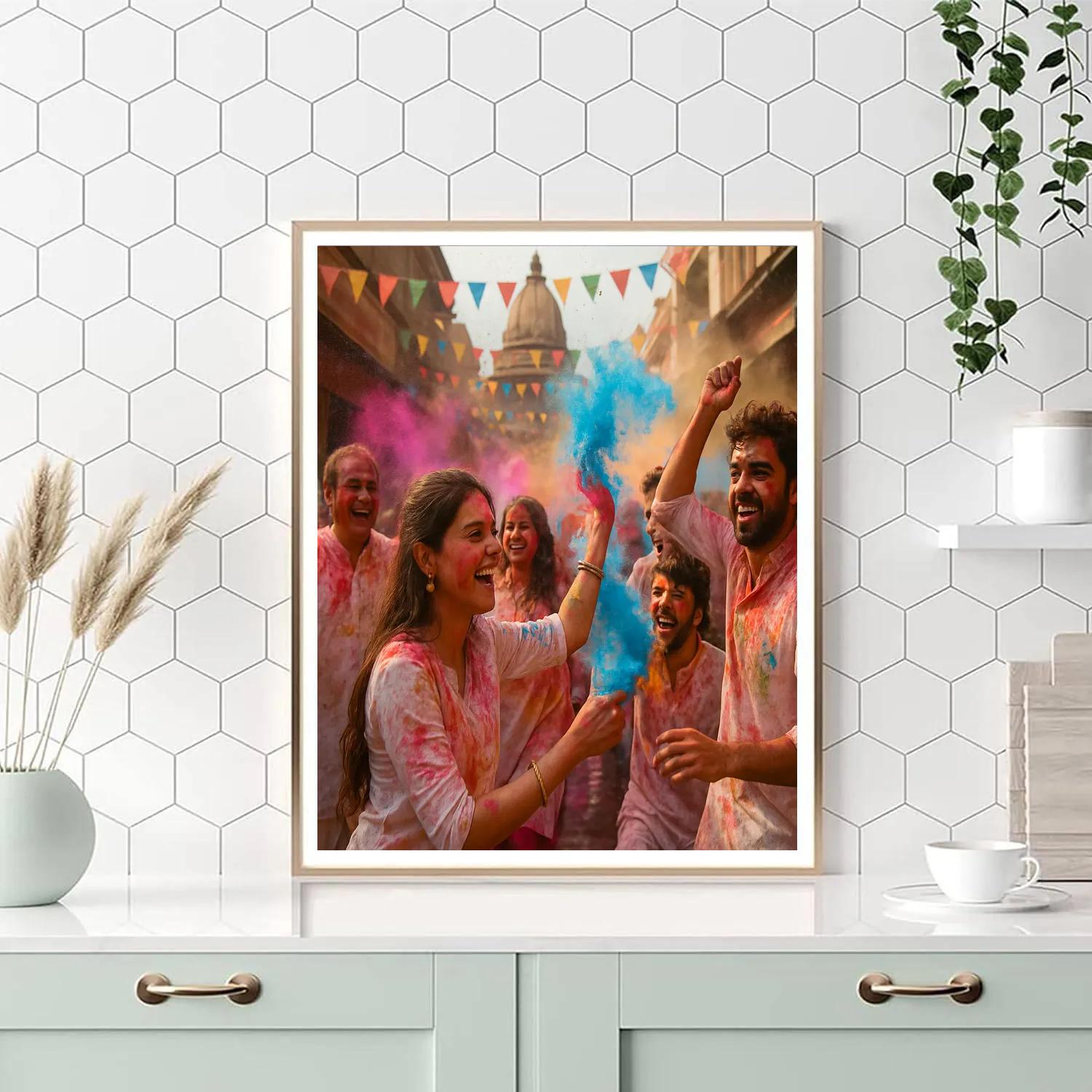 Colorful Holi Festival In Vrindavan India Painting by numbers kit