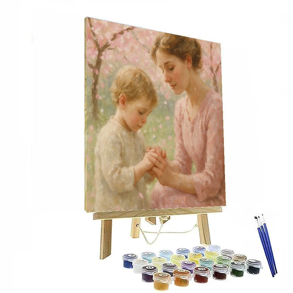 Holding Hands Beneath Cherry Blossoms Paint by numbers art