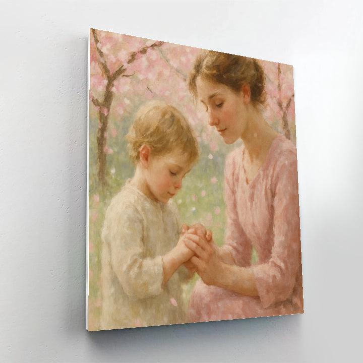 Holding Hands Beneath Cherry Blossoms Paint by numbers art