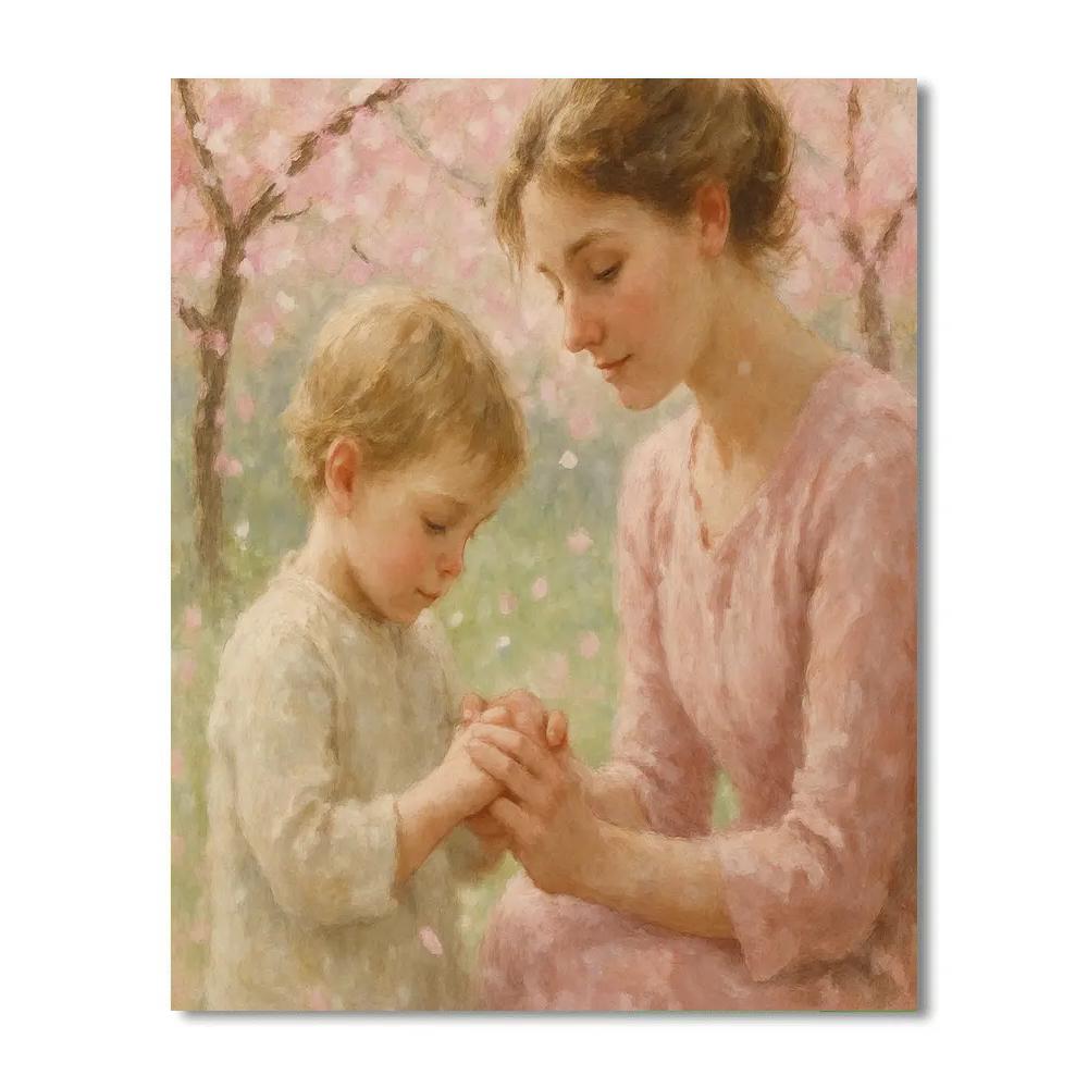 Holding Hands Beneath Cherry Blossoms Paint by numbers art