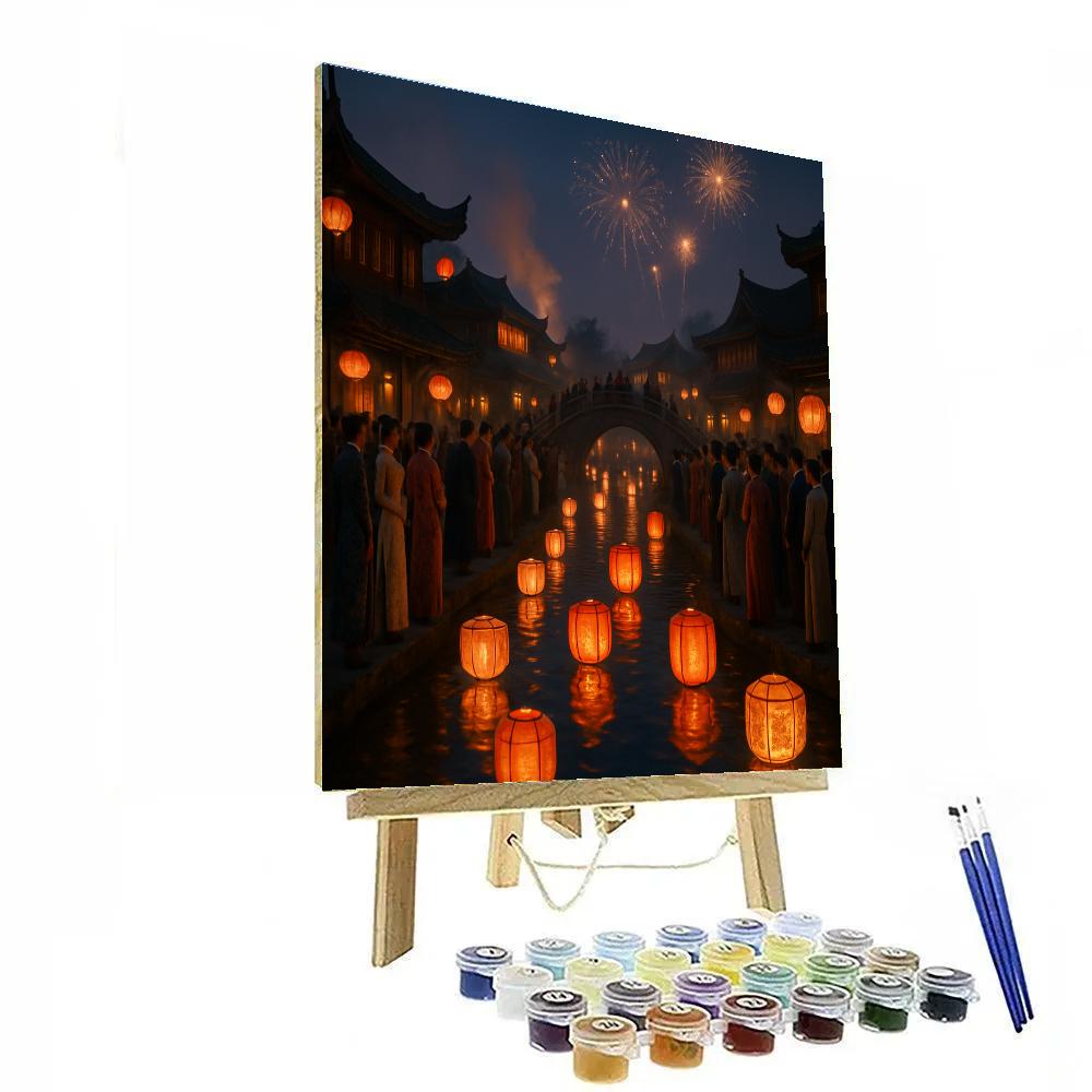 Chinese Lantern Festival Along The Riverside painting number kit