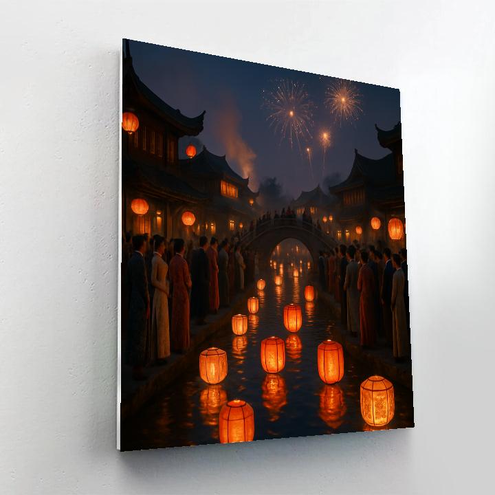 Chinese Lantern Festival Along The Riverside painting number kit