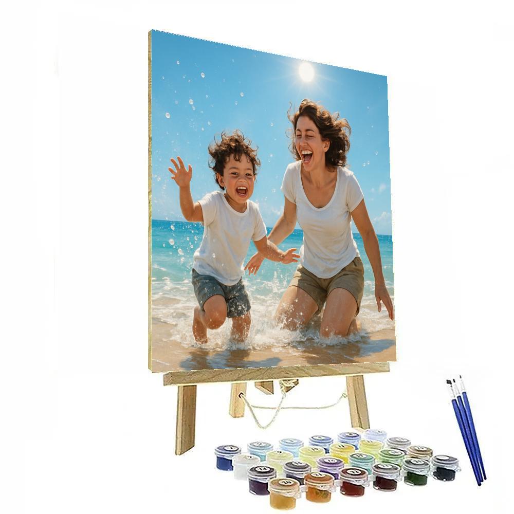 Splashing Joy At The Seaside Number painting