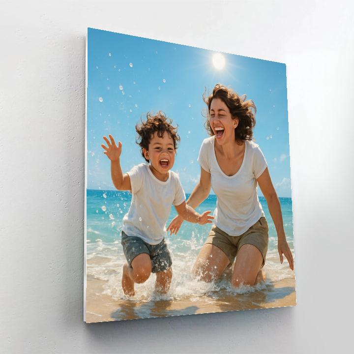 Splashing Joy At The Seaside Number painting