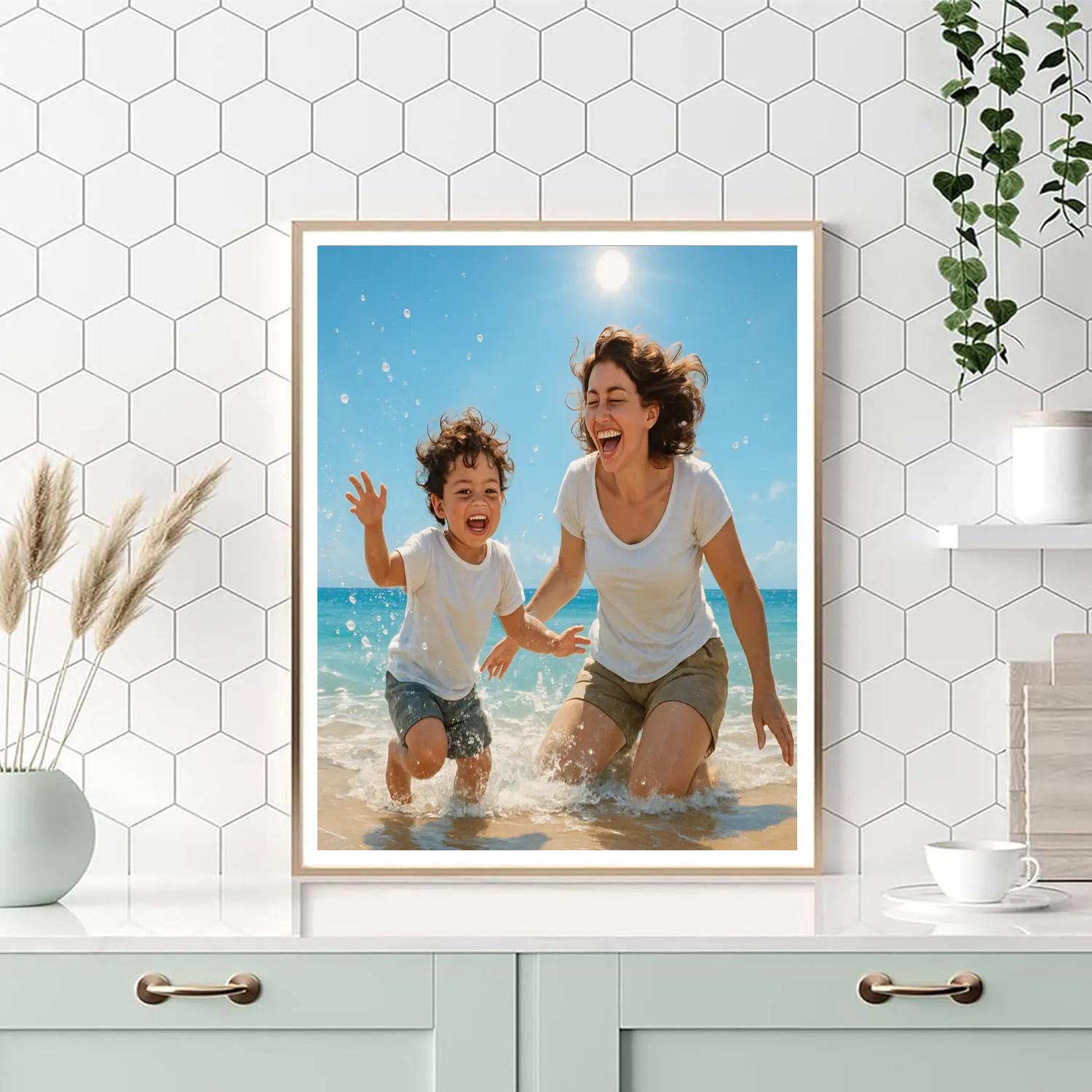 Splashing Joy At The Seaside Number painting