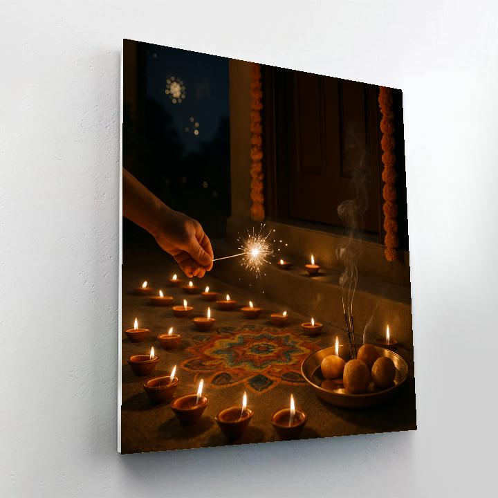 Diwali Doorstep At Night paint by number