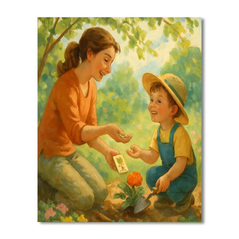 Gardening Together In Spring Numbered painting kits