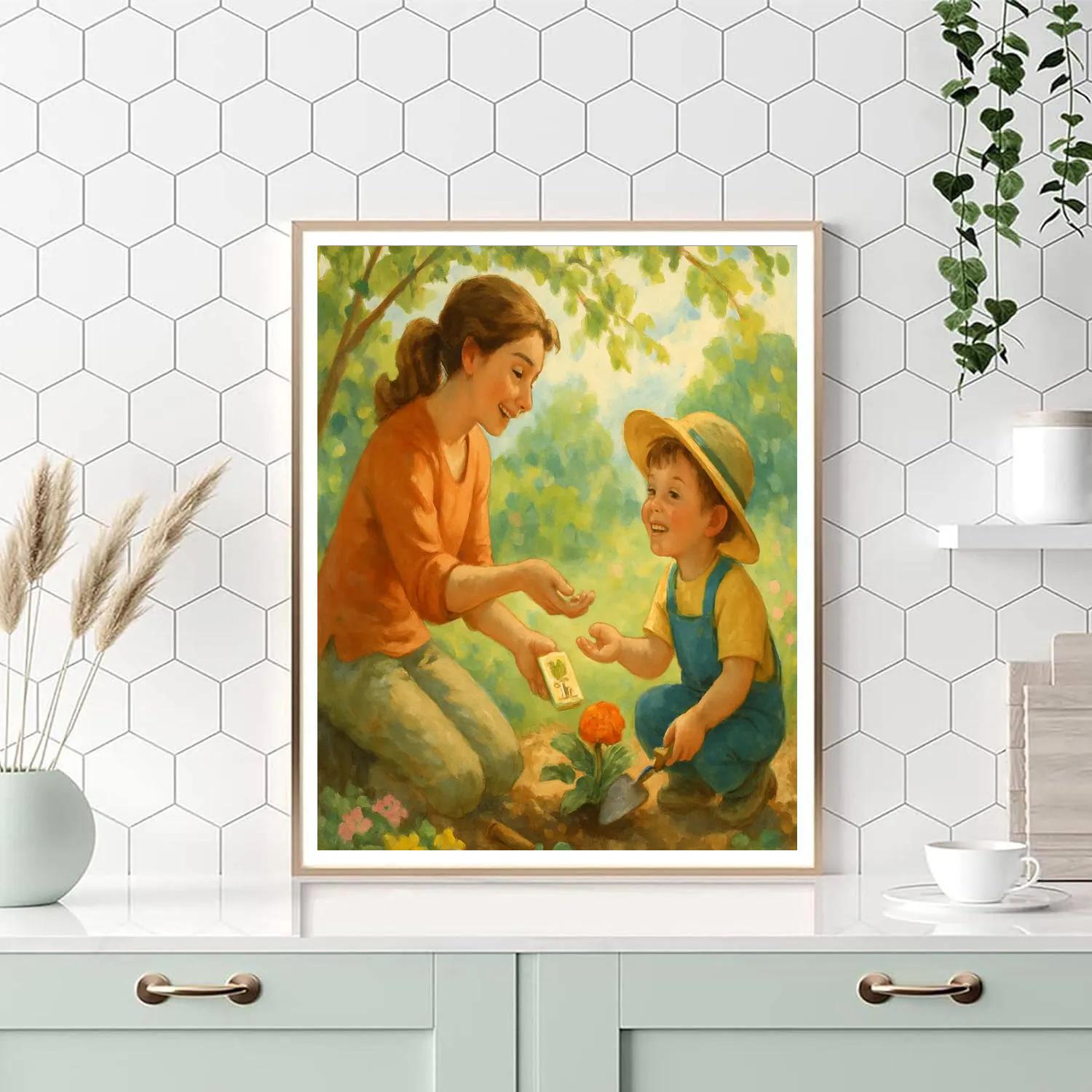 Gardening Together In Spring Numbered painting kits