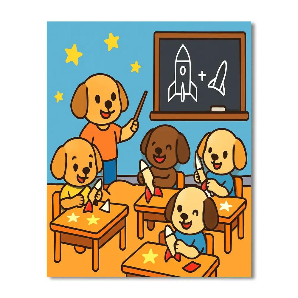 Rocket School Puppies Paint by numbers art