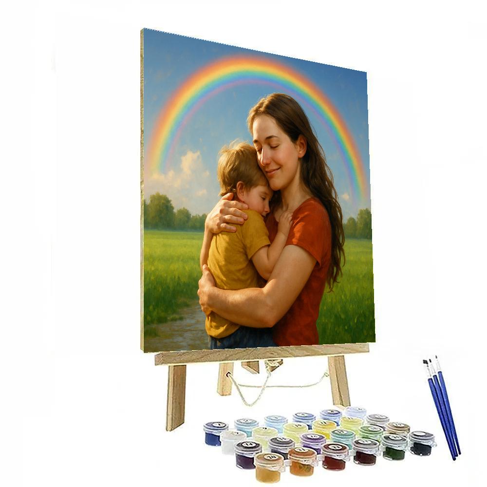 Embracing Under Rainbow Sky paint by numbers