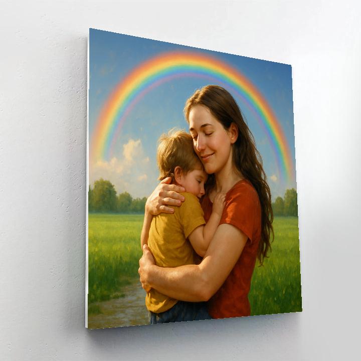 Embracing Under Rainbow Sky paint by numbers