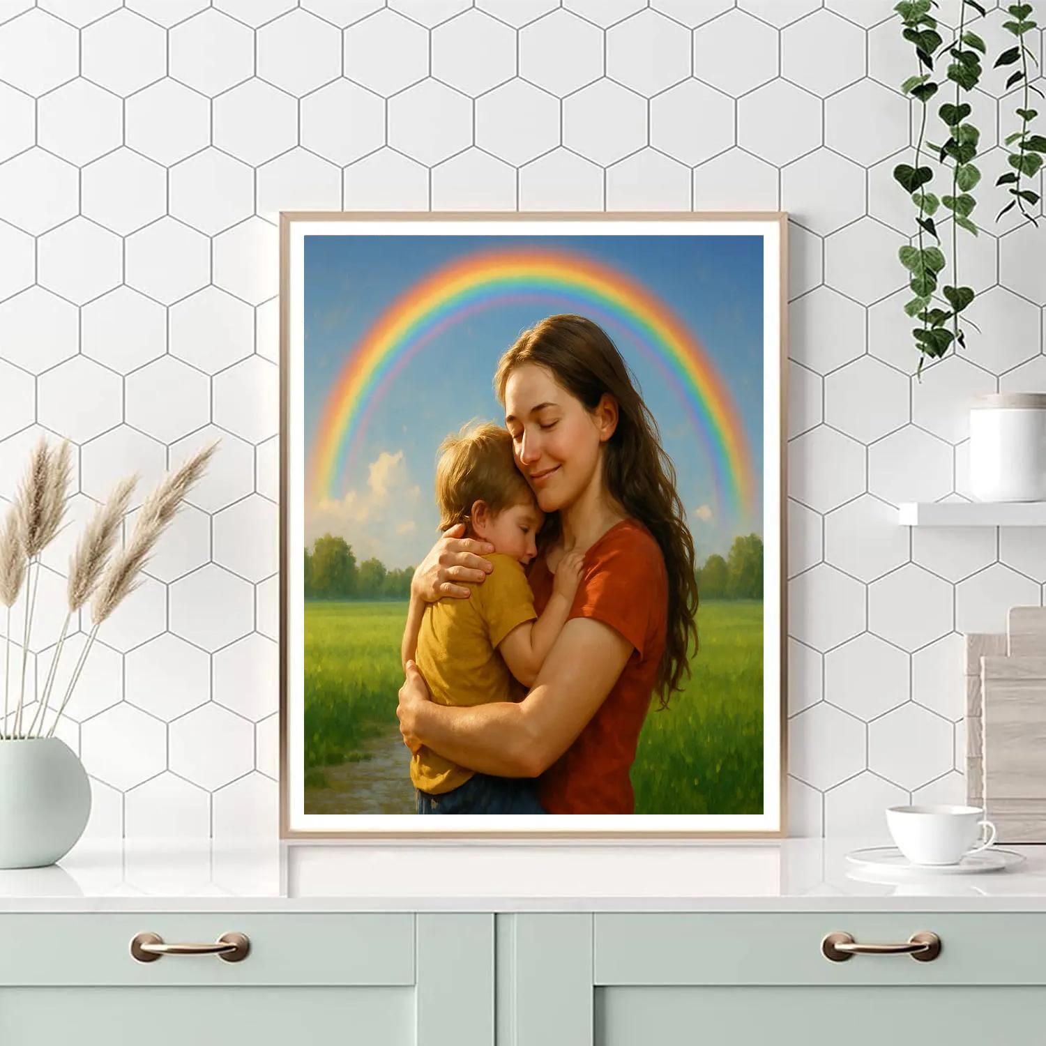Embracing Under Rainbow Sky paint by numbers