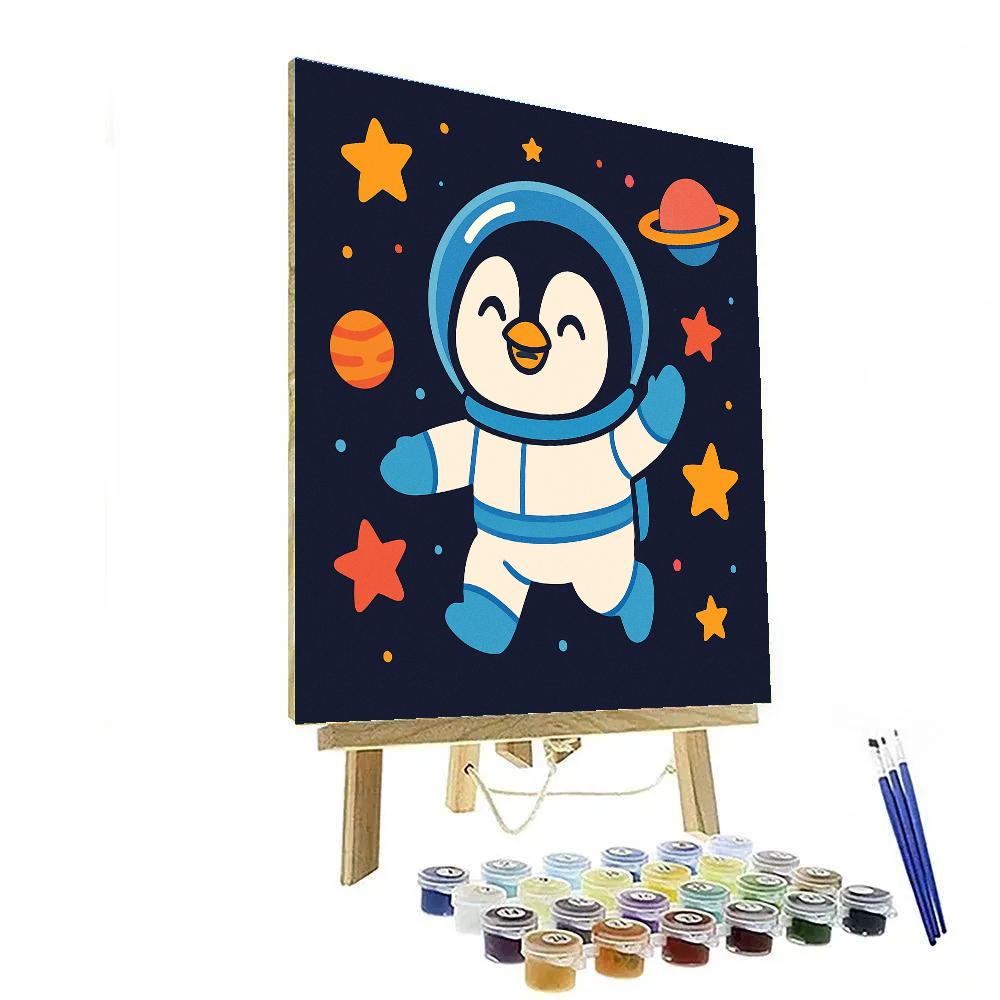 Adventurous Space Penguin Painting by numbers kit