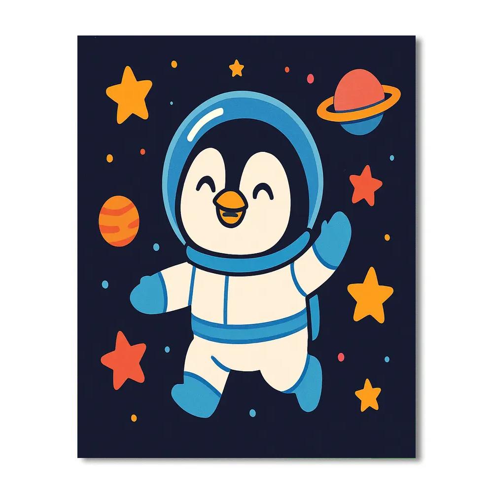 Adventurous Space Penguin Painting by numbers kit