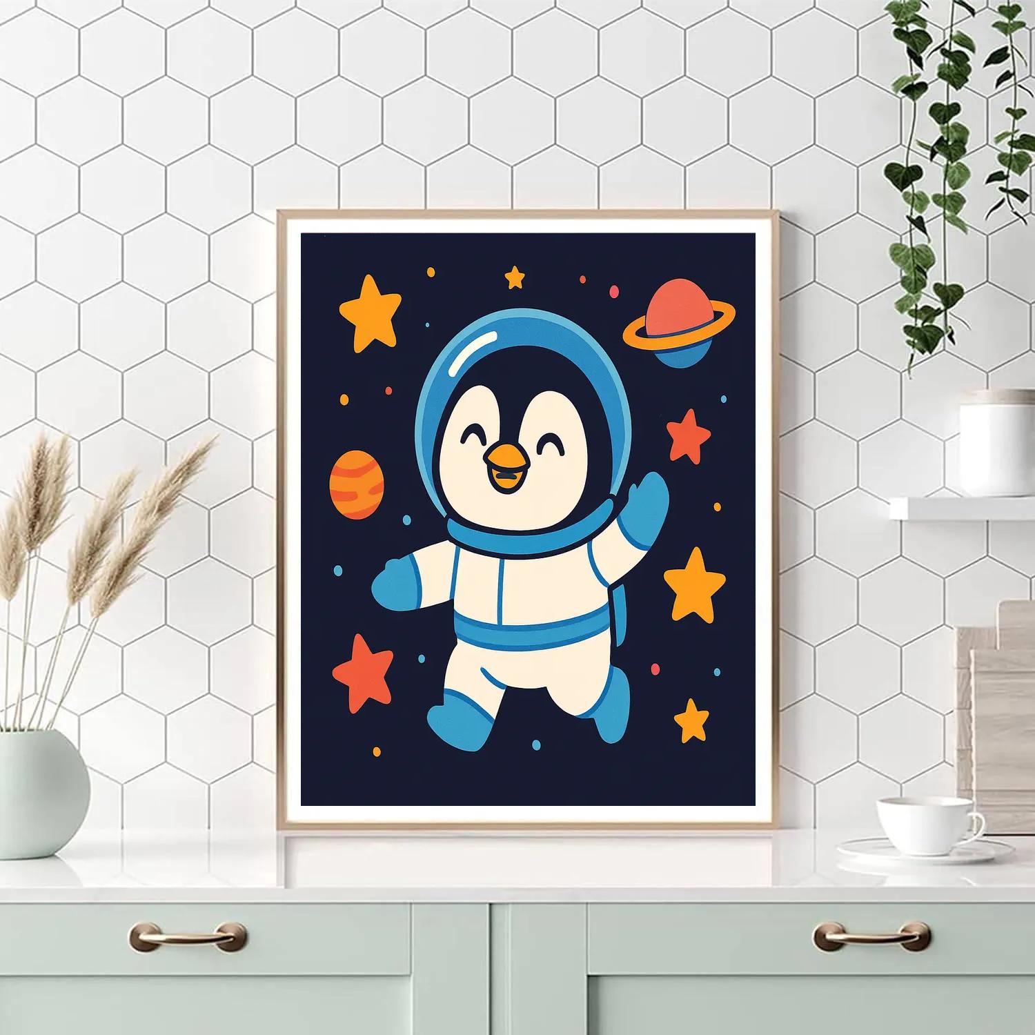Adventurous Space Penguin Painting by numbers kit