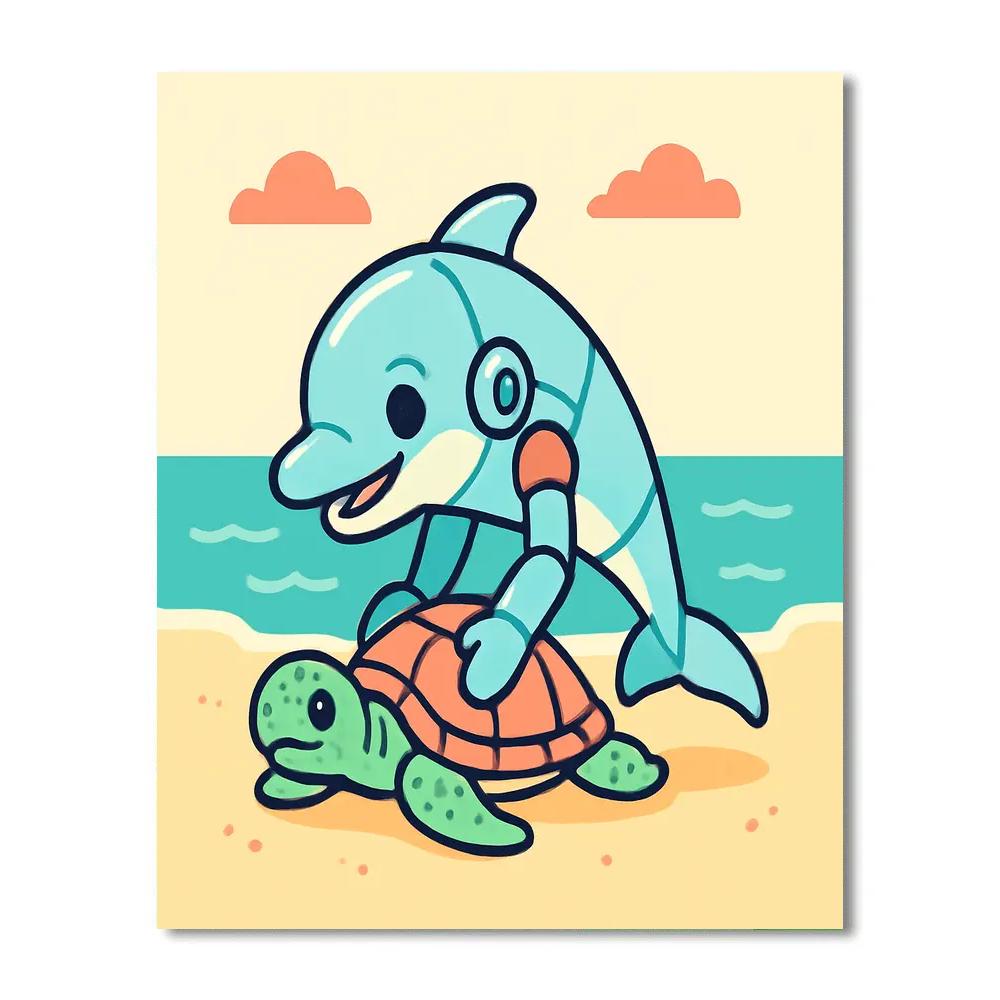 Robot Dolphin Rescue Paint by numbers kits