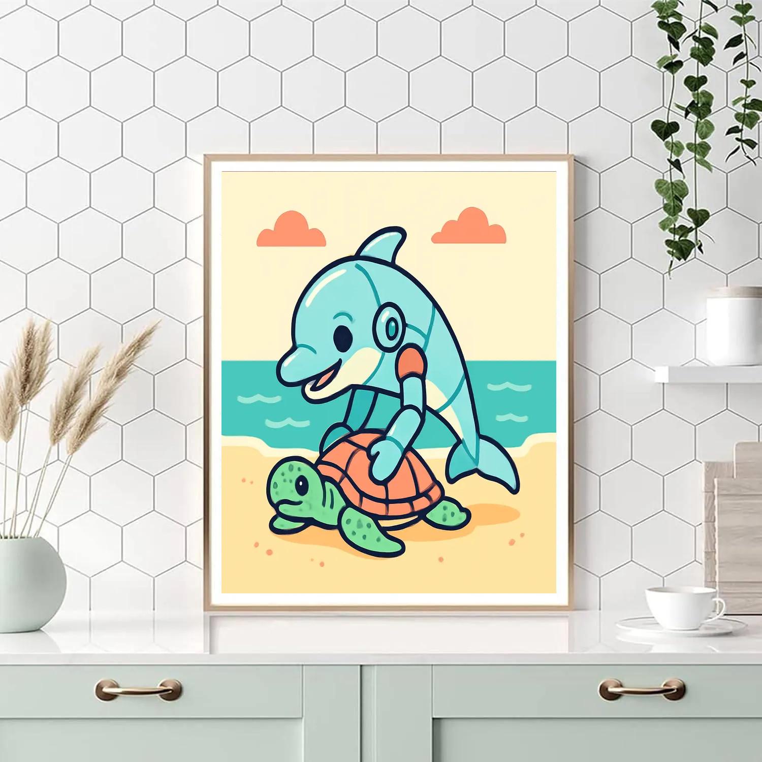 Robot Dolphin Rescue Paint by numbers kits