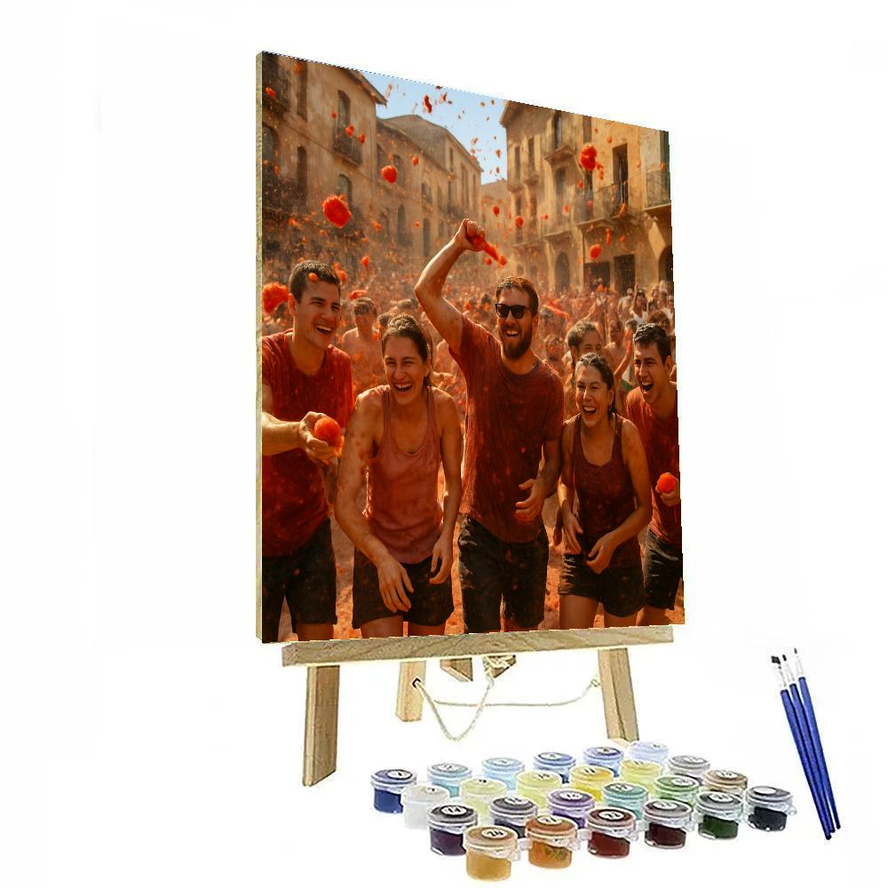 La Tomatina Tomato Fight In Buñol paint by numbers