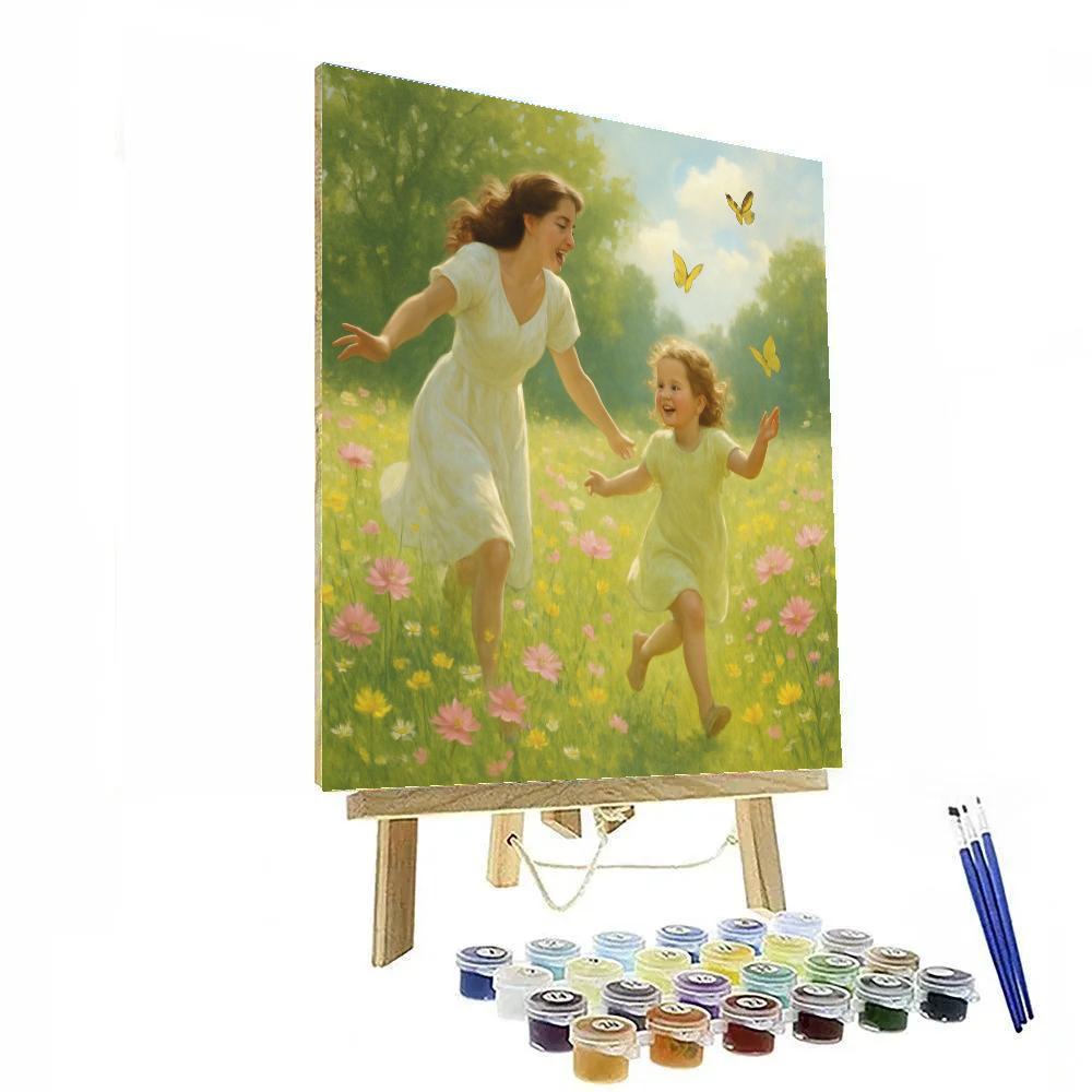 Butterfly Chase In Spring Meadow Paint by numbers art