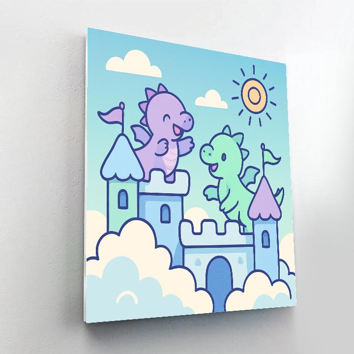 Cloud Castle Dragons paint by numbers
