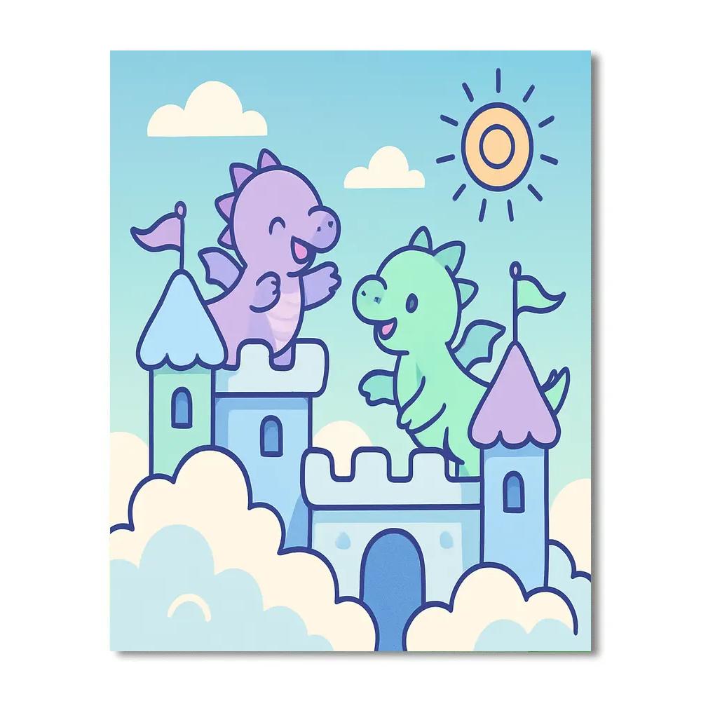 Cloud Castle Dragons paint by numbers