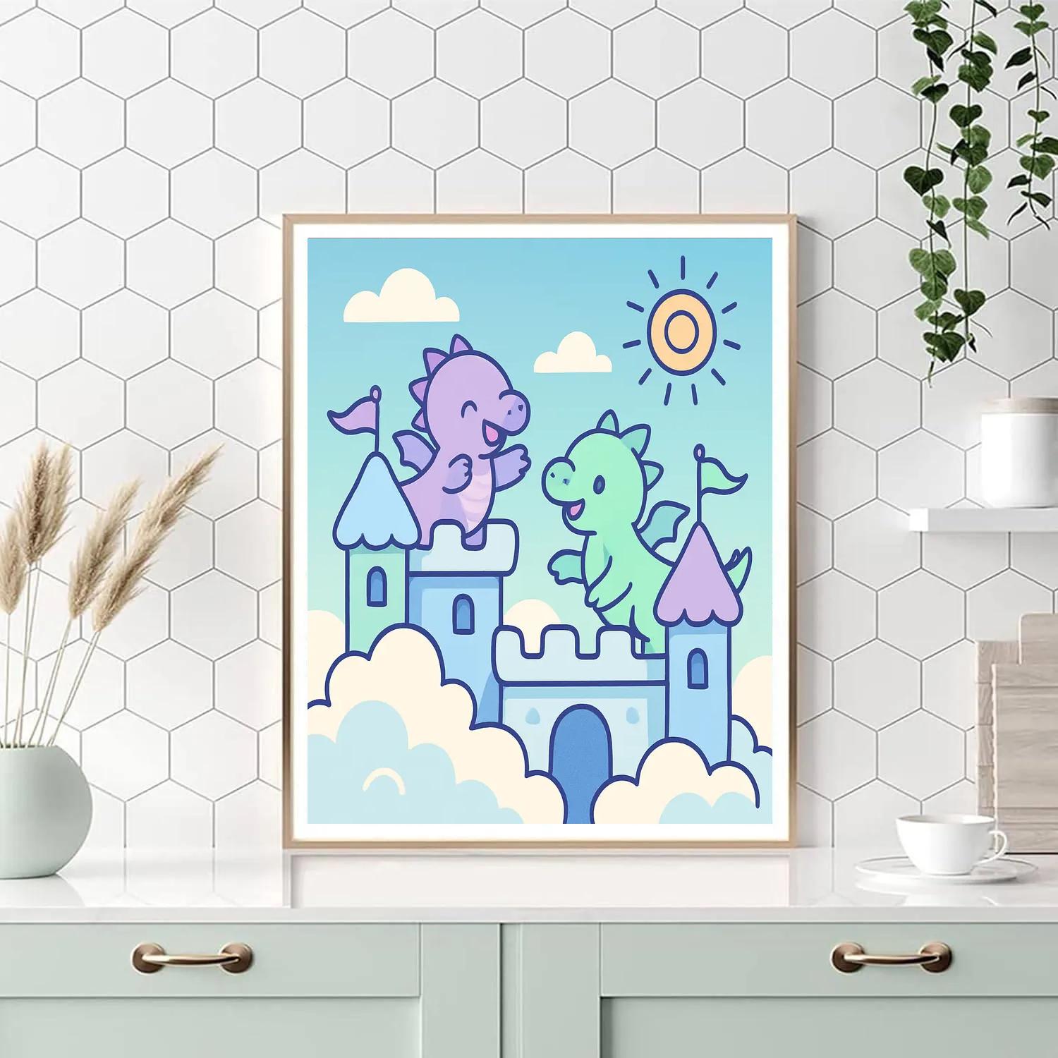 Cloud Castle Dragons paint by numbers