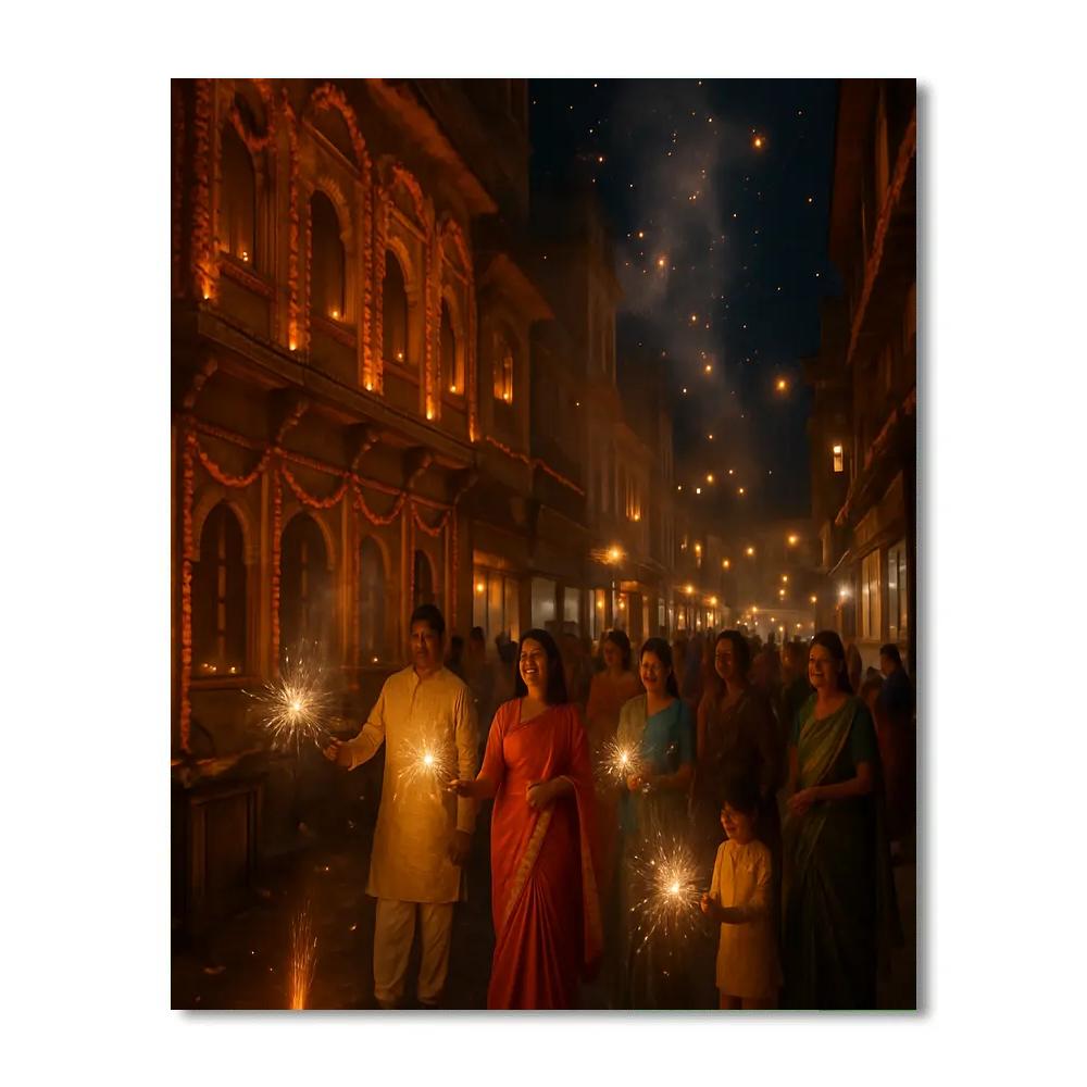 Diwali Night Fireworks In Jaipur Numbered painting kits