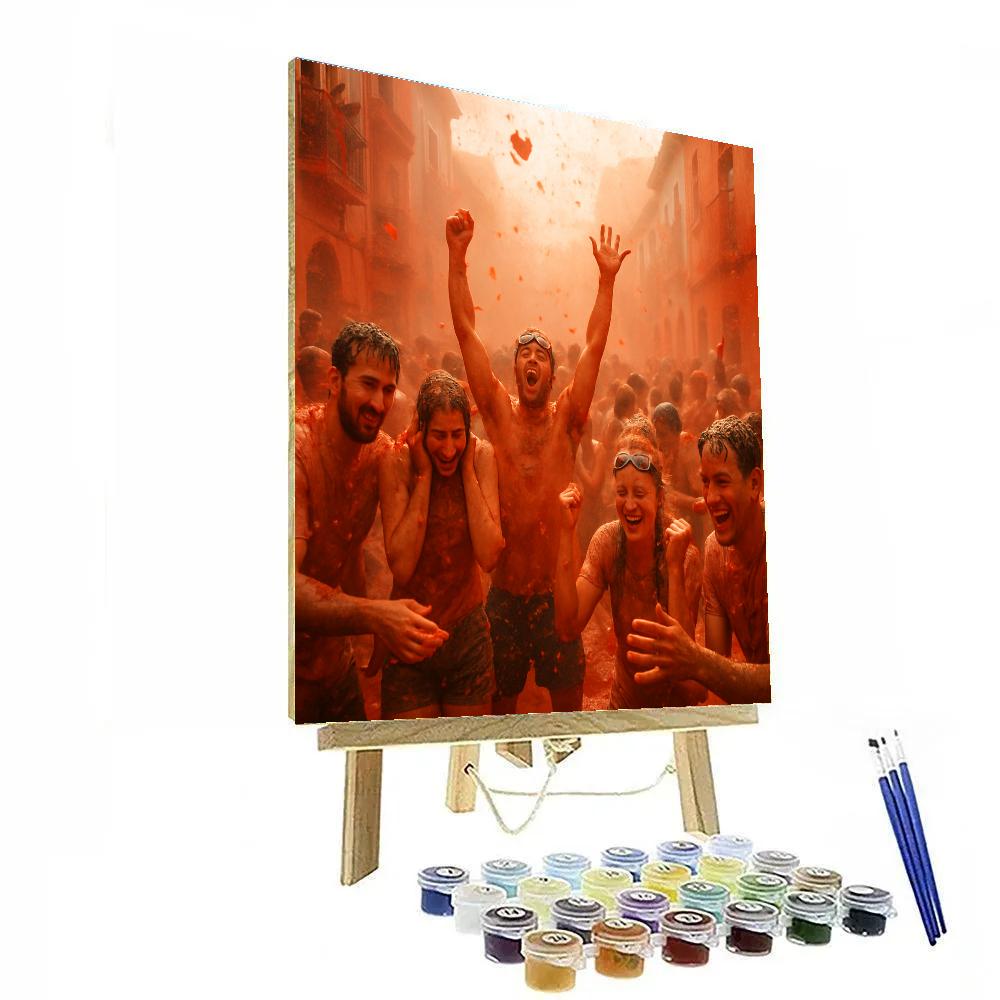 La Tomatina Festivities painting number kit