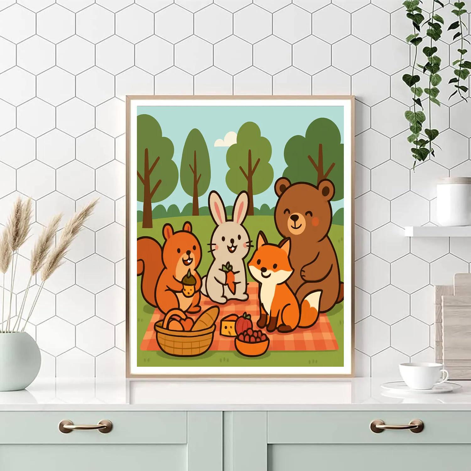 Forest Friends Picnic Numbered painting kits