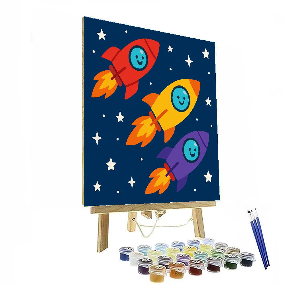 Rocket Ship Space Race Paint by numbers kits