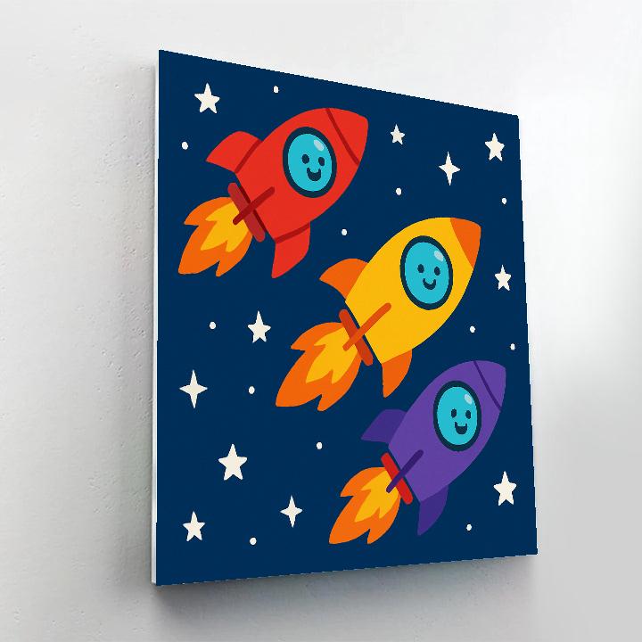 Rocket Ship Space Race Paint by numbers kits