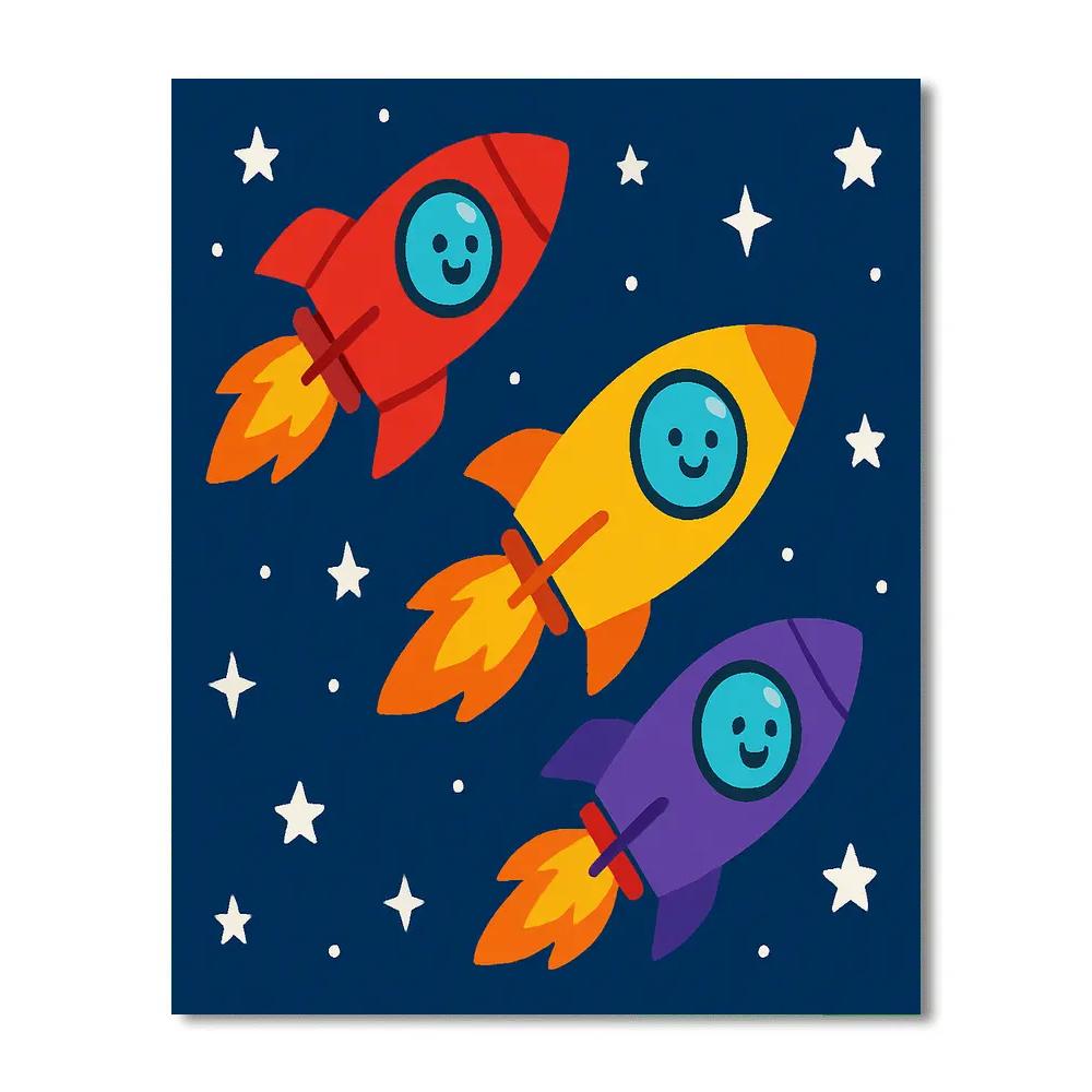 Rocket Ship Space Race Paint by numbers kits