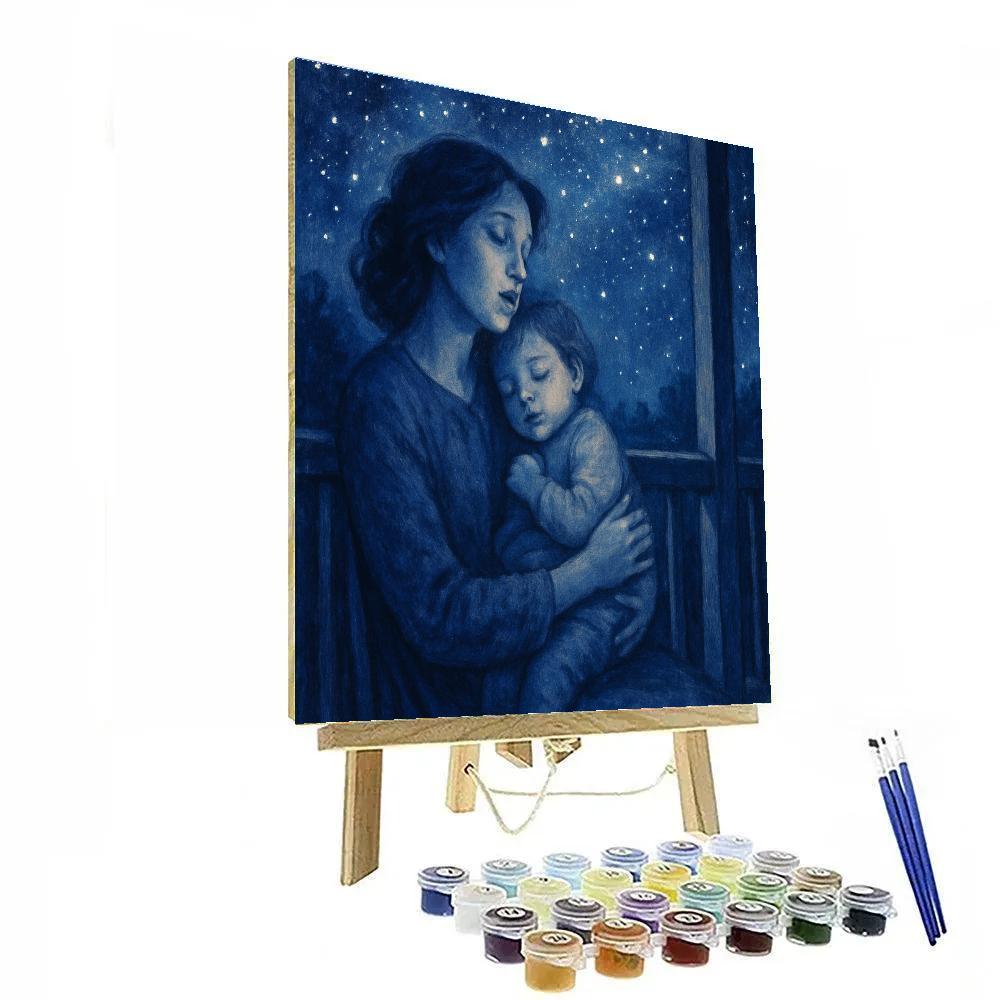 Bedtime Lullaby Under Starry Sky paint by number