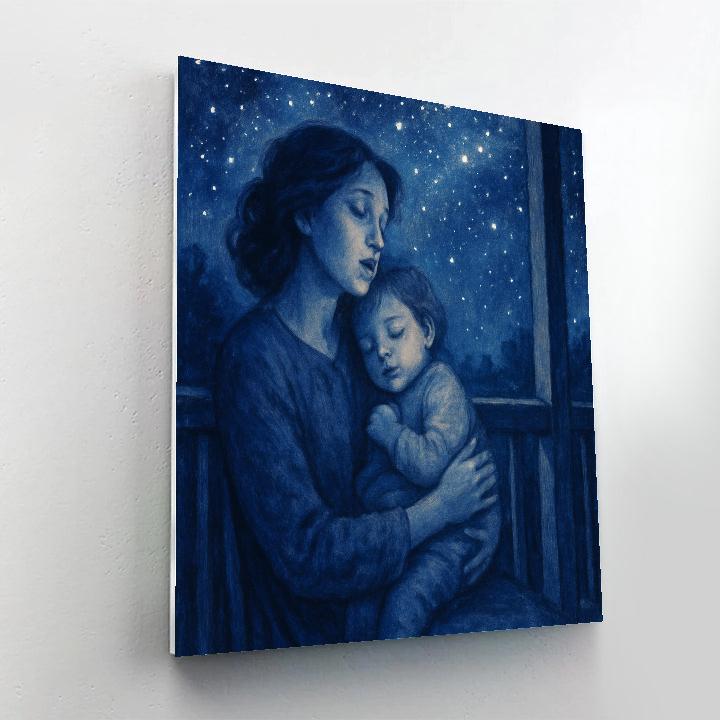 Bedtime Lullaby Under Starry Sky paint by number