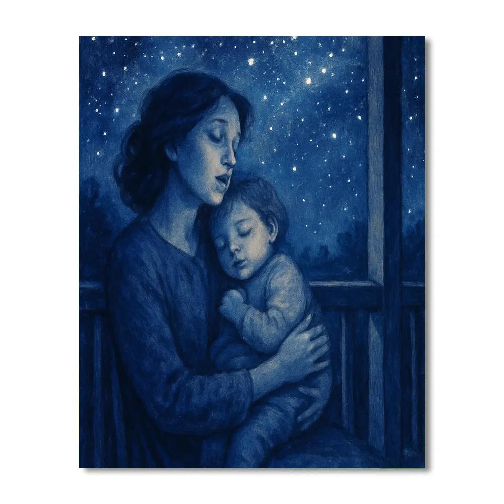 Bedtime Lullaby Under Starry Sky paint by number