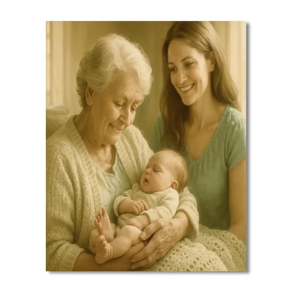 Grandma And Baby First Meeting Painting by numbers kit
