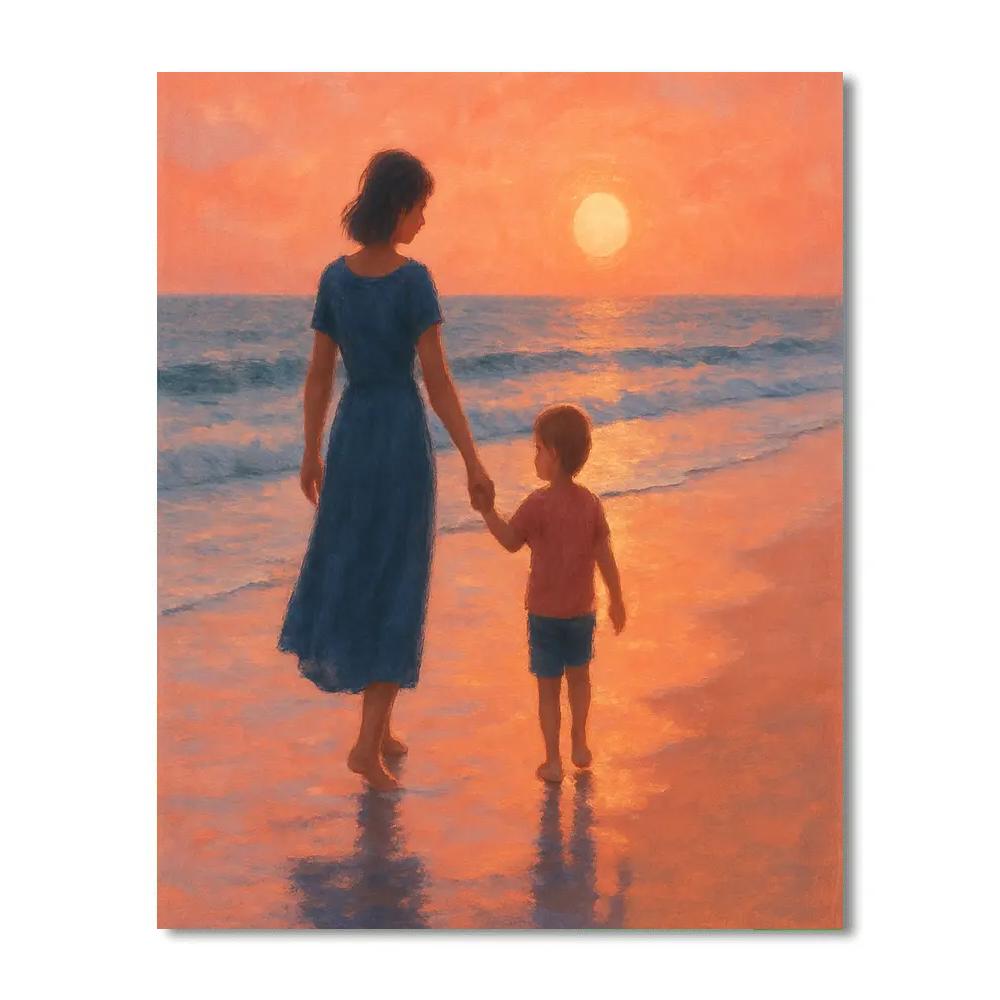 Seaside Stroll At Sunset Paint by numbers art
