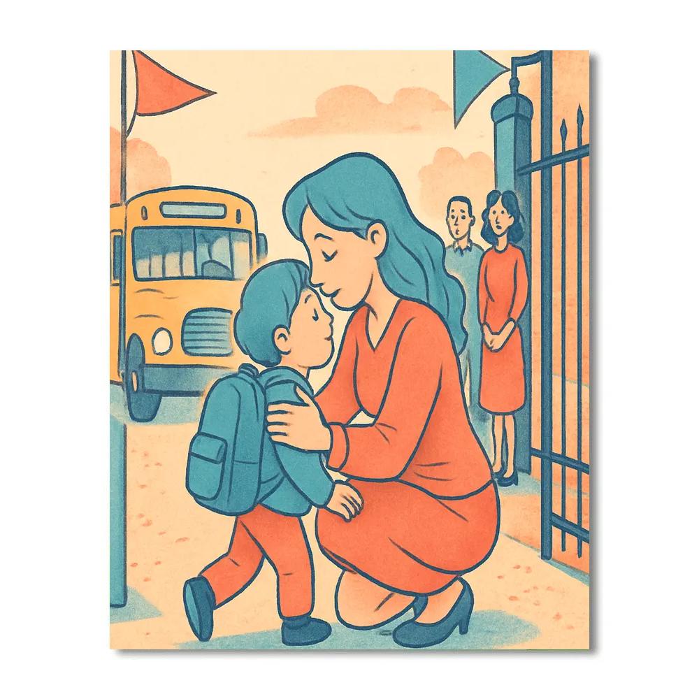 First School Drop Off Paint by numbers art