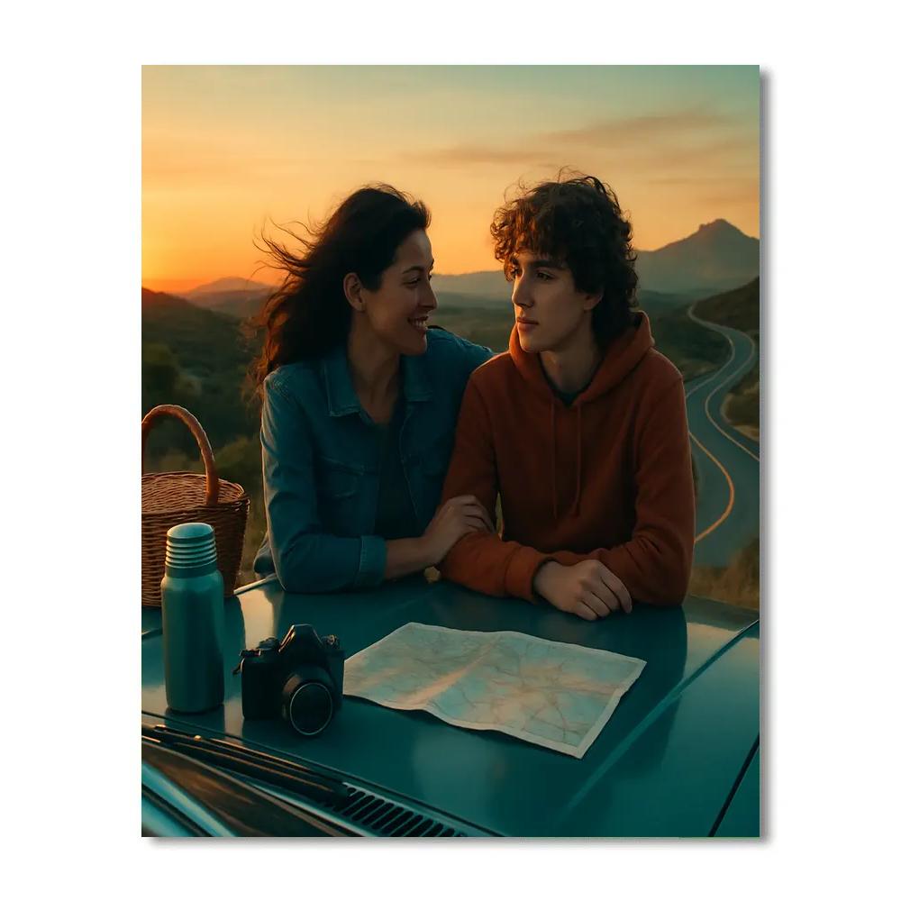 Mother And Teen On Road Trip Paint by numbers art