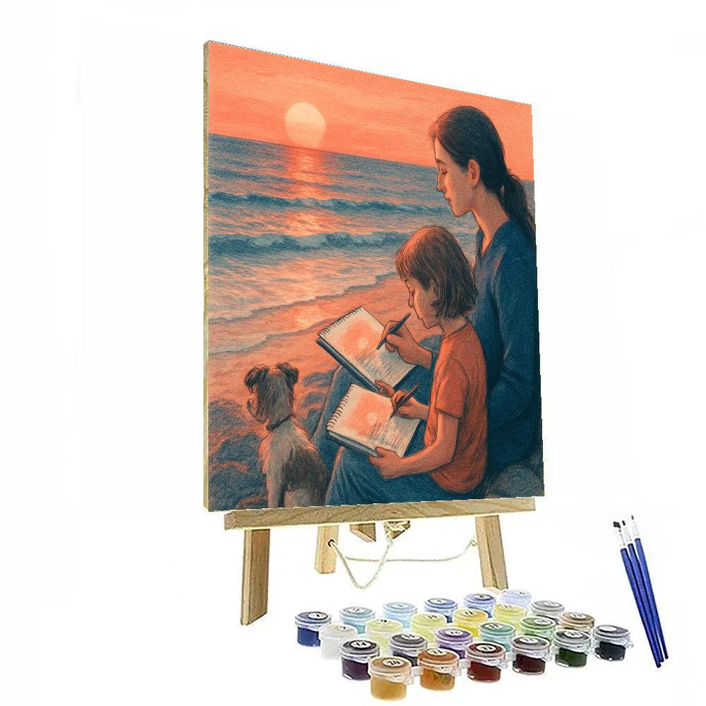 Seaside Sunset Sketching paint by numbers