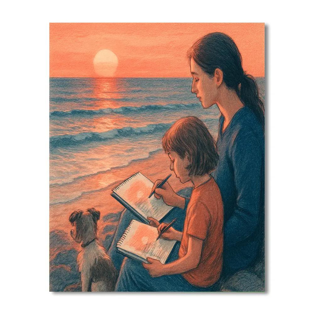 Seaside Sunset Sketching paint by numbers