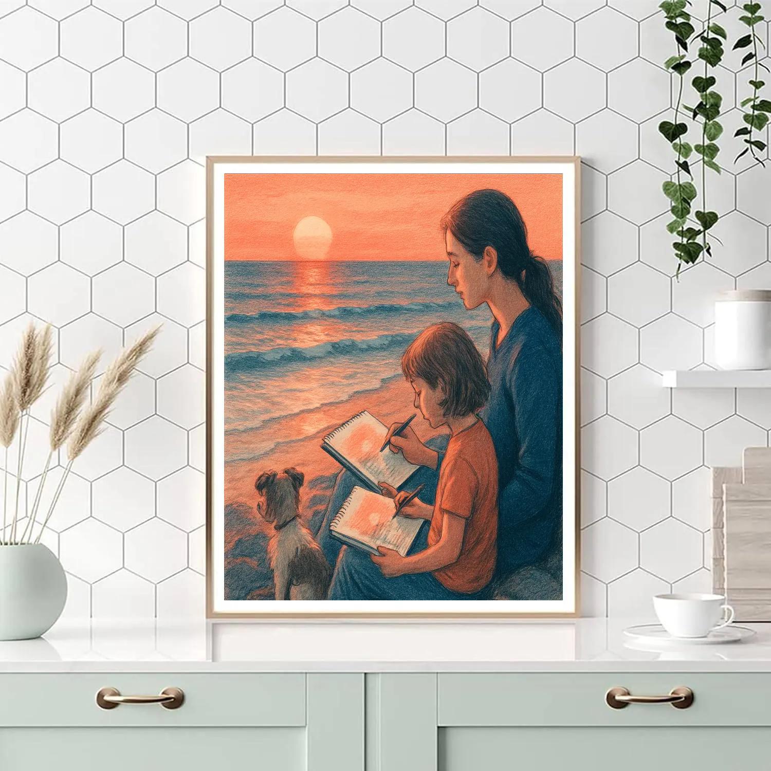 Seaside Sunset Sketching paint by numbers